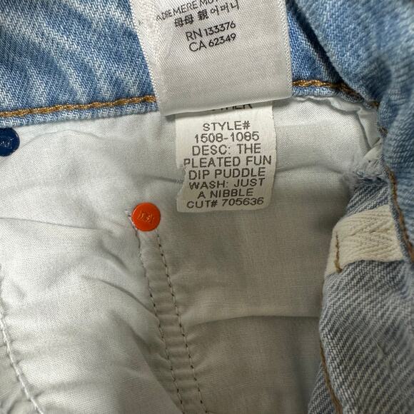 Mother Snacks NWT the Pleated Fun Dip Puddle Jeans Size 32 Wide Leg High Rise - Picture 7 of 11